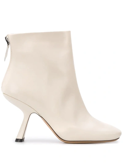 Nicholas Kirkwood Women's Alba Square-toe Leather Ankle Boots In Ecru