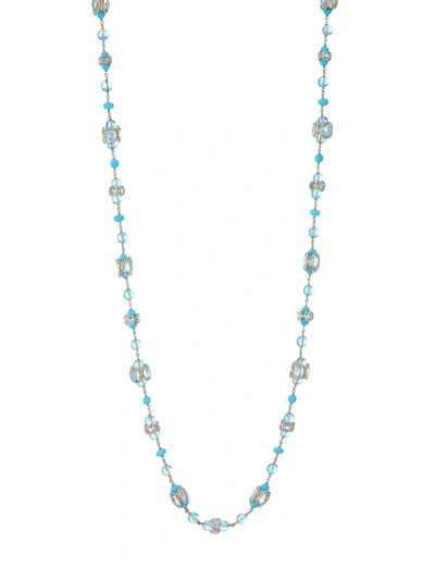 Etho Maria Women's 18k Rose Gold, Blue Topaz & Turquoise Long Necklace