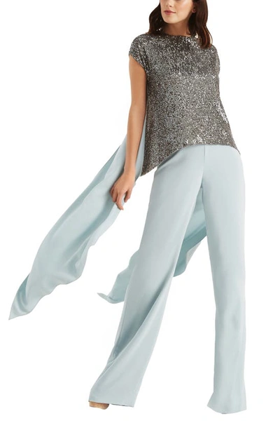 Sachin & Babi Marie Embellished High-low Blouse In Gunmetal Mint