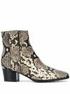 Tod's Python-embossed Leather Ankle Boots In Grey