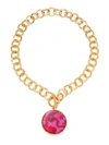 Nest Women's 22k Goldplated & Magenta Agate Pendant Hammered Link Necklace - Pink