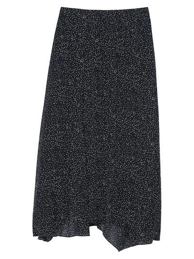 Theory Dotted Silk Midi Skirt In Black Multi