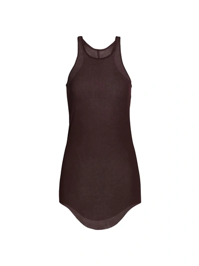 Rick Owens Women's Basic Sheer Ribbed Tank Top In Burgundy