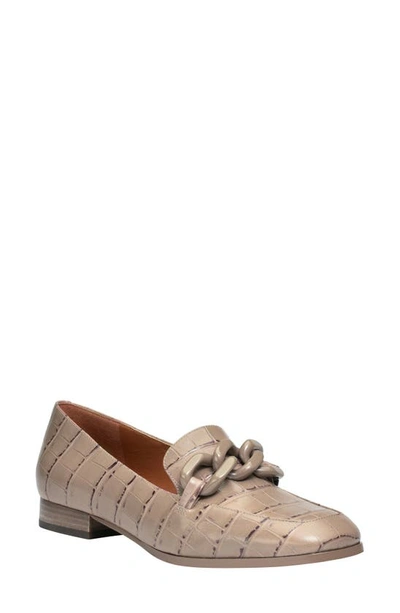 Kate Spade Rowan Square-toe Croc-embossed Leather Loafers In Latte