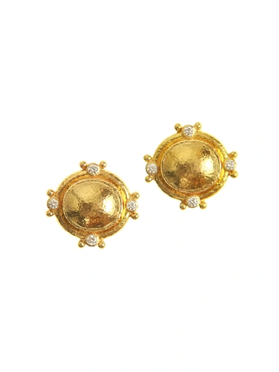 Elizabeth Locke 19k Yellow Gold & Diamond Stud Earrings