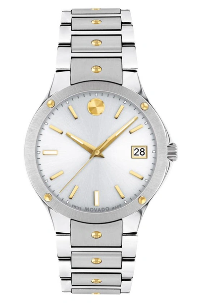 Movado Se Two-tone Stainless Steel Bracelet Watch In Gold Tone / Silver