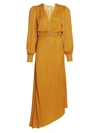 Ronny Kobo Estelle Bias Cut Silk Blend Midi Dress In Mustard