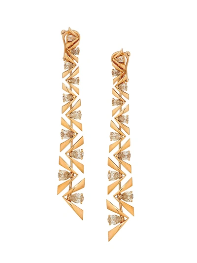 Etho Maria Women's Pena 18k Rose Gold & Brown Diamond Linear Earrings