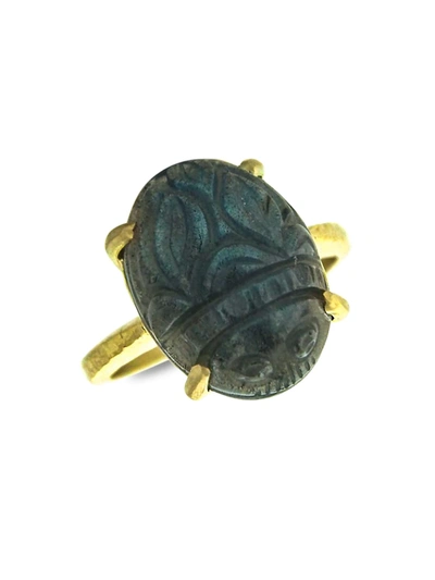 Elizabeth Locke Women's Stone 19k Yellow Gold & Labradorite Small Scarab Ring