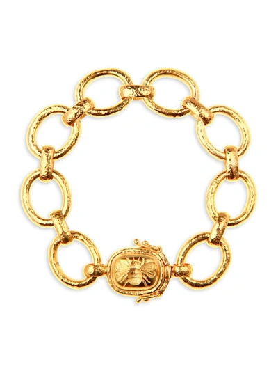 Elizabeth Locke Women's Gold Hammered 19k Yellow Gold Fat Bee Clasp Medium-link Bracelet