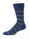 Marcoliani Men's Easy Stripe Pima Cotton Socks In Dark Blue