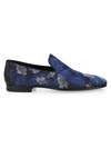 Saks Fifth Avenue Collection Floral Leather Loafers In Navy