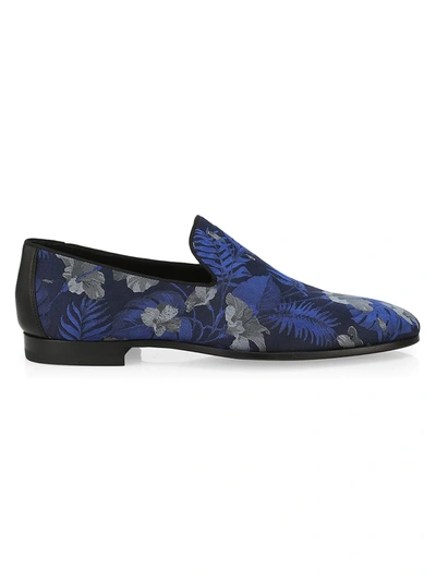 Saks Fifth Avenue Collection Floral Leather Loafers In Navy