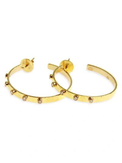 Elizabeth Locke Women's Hammered 19k Yellow Gold & Diamond Ribbon Hoop Earrings