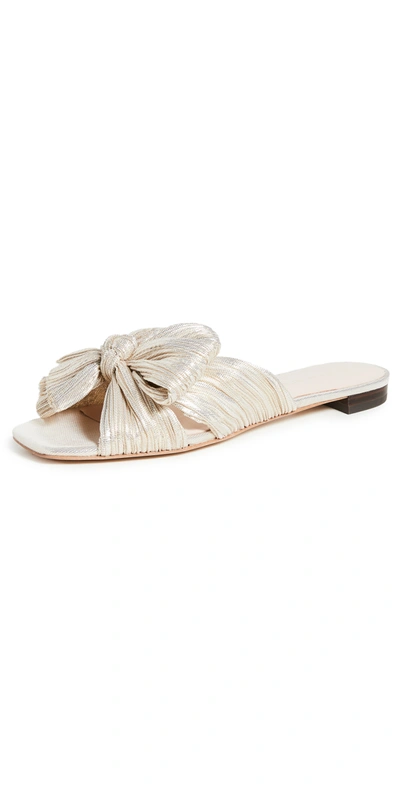 Loeffler Randall Daphne Flat Metallic Sandals In Shimmer