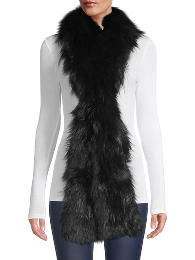 Adrienne Landau Fox Fur Boa In Black