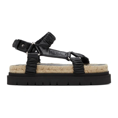 3.1 Phillip Lim Noa Ruched And Croc-effect Leather Espadrille Platform Sandals In Black