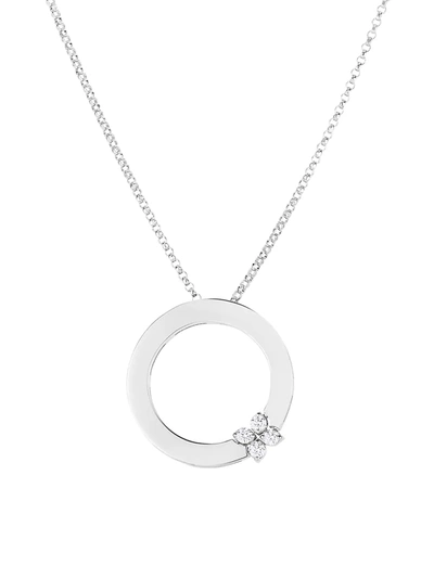 Roberto Coin Women's Love In Verona 18k White Gold & Diamond Flower Circle Of Life Pendant Necklace