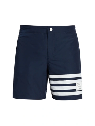 Thom Browne Four-bar Swim Tech Trunks In Navy