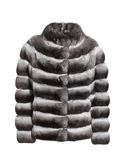 The Fur Salon Chinchilla Fur Stand Collar Jacket In Natural
