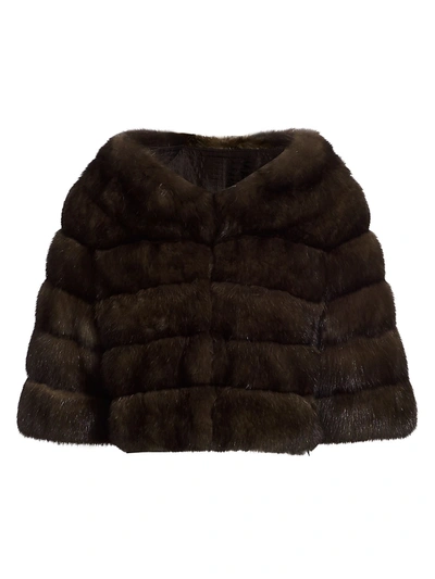 The Fur Salon Boatneck Sable Fur Bolero In Barguzin