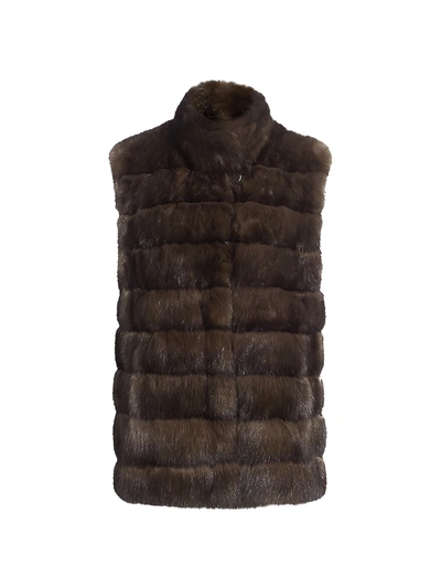 The Fur Salon Sable Fur Stand Collar Vest In Barguzin