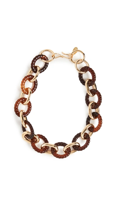 Lizzie Fortunato Mirrored Sea 18k Goldplated & Acrylic Chunky Link Necklace In Tortoise