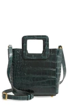 Staud Mini Shirley Croc-embossed Leather Tote In Dark Green