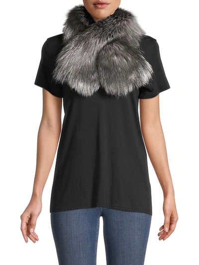 Adrienne Landau Women's Metallic Fox Fur Pull-through Scarf In Silver