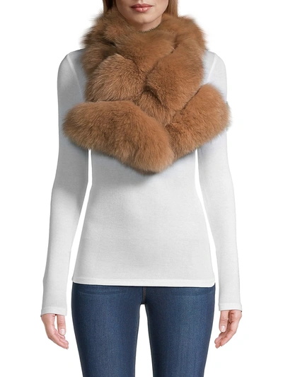 Adrienne Landau Women's Fox Fur Scarf In Luggage