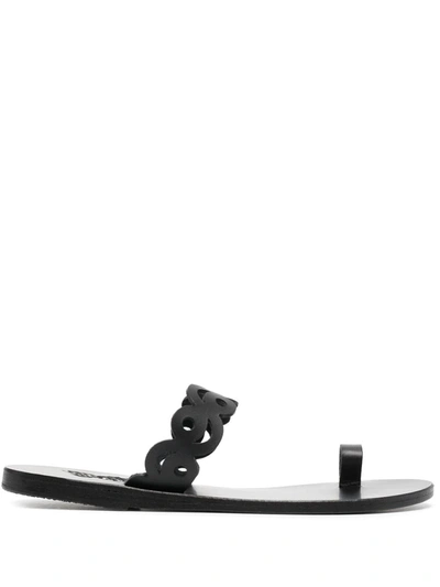 Ancient Greek Sandals Notia Cut-out Leather Sandals In Black
