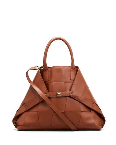 Akris Ai Medium Woven Top Handle Tote Bag In Light Brown