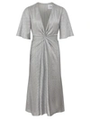 Galvan Stella Metallic Knotted Dress In Silver