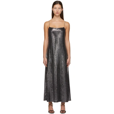 Rosetta Getty Paillette Embellished Midi Dress In Black Silver