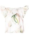 Aje Imprint Floral-print Cotton-poplin Top In Painterly Lace Leaf