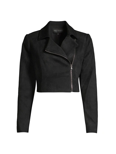 Toccin Faux Suede Moto Jacket In Jet