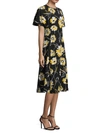Michael Kors Women's Silk Floral Dress In Lemon Multi