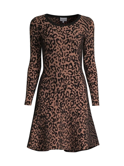 Milly Animal Print Fit & Flare Dress In Natural Combo