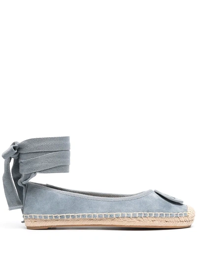 Tory Burch Minnie Ankle-wrap Suede Espadrilles In Blue
