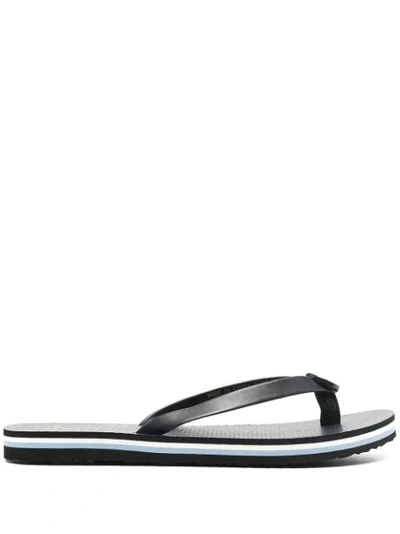 Tory Burch Mini Minnie Logo Pool Sandals In Black