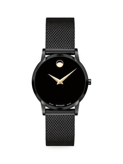 Movado Museum Classic Quartz Black Dial Ladies Watch 0607493 In Black / Gold / Yellow