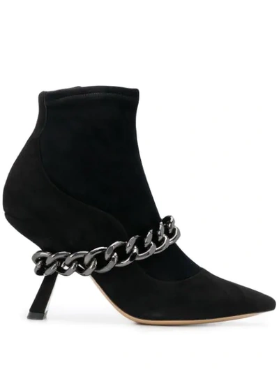 Nicholas Kirkwood Women's Lea Chain-trimmed Suede Ankle Boots In Black