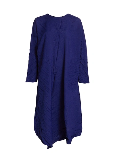 Issey Miyake Tectorum Asymmetric Shift Dress In Dark Blue
