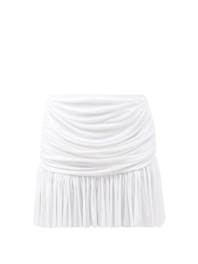 Norma Kamali Richie Ruched Jersey Mini Skirt In White