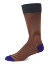 Marcoliani Palio Striped Crew Socks In Denim Orange