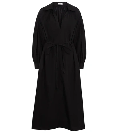 Co Essentials Belted Poplin Midi Dress In Black