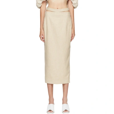 Jacquemus Valerie Cut-out Pencil Skirt In Beige
