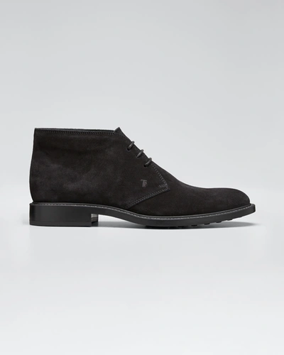 Tod's Men's Polacco Suede Chukka Boots In Black