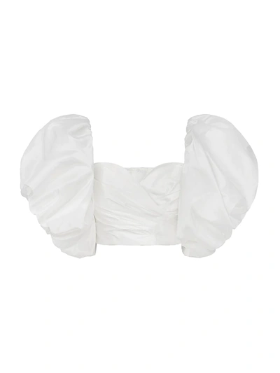 Aje Women's Taffeta Puff-sleeve Cropped Top In White
