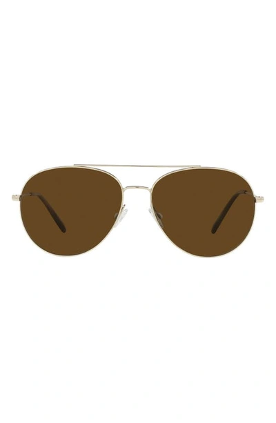 Oliver Peoples Airdale 58mm Polarized Pilot Sunglasses In Brown,gold Tone